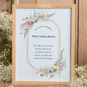 Boho Wildblume Fern Dusty Blue Diese Kerze Burns Poster