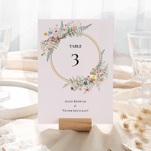 Boho Wildblume Fern Lavender Wedding Tischnummer