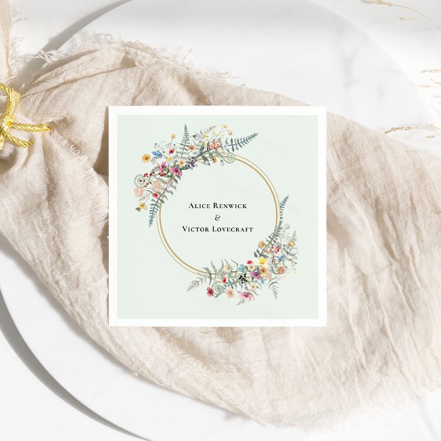 Boho Wildblume Fern Mint Green Wedding Serviette (Von Creator hochgeladen)