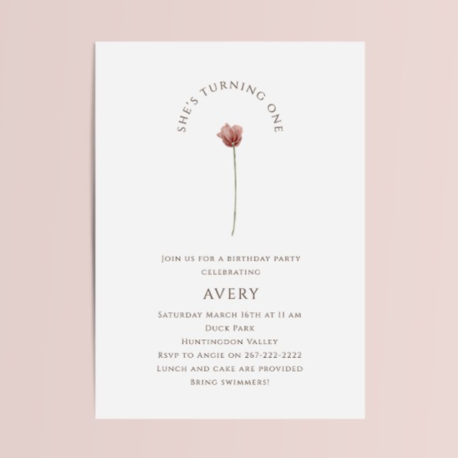 Boho Wildblume First Birthday Party Einladung (Von Creator hochgeladen)