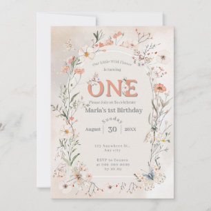Boho Wildblume Floral Baby Birthday Einladung