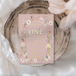 Boho Wildblume Floral Baby Birthday Folieneinladung