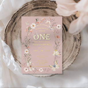 Boho Wildblume Floral Baby Birthday Folieneinladung