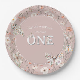 Boho Wildblume Floral Baby Birthday Pappteller