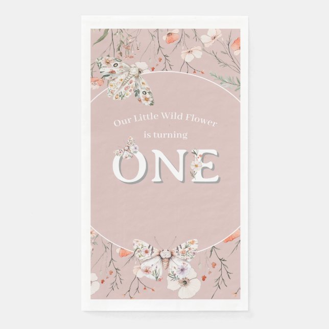 Boho Wildblume Floral Baby Birthday Serviette (Vorderseite)