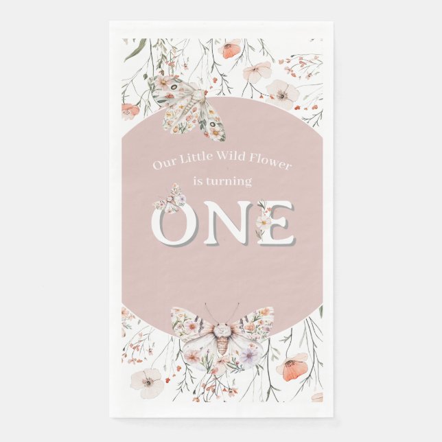 Boho Wildblume Floral Baby Birthday Serviette (Vorderseite)