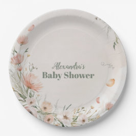 Boho Wildblume Floral Baby Dusche Pappteller