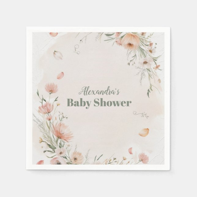 Boho Wildblume Floral Baby Dusche Serviette (Vorderseite)