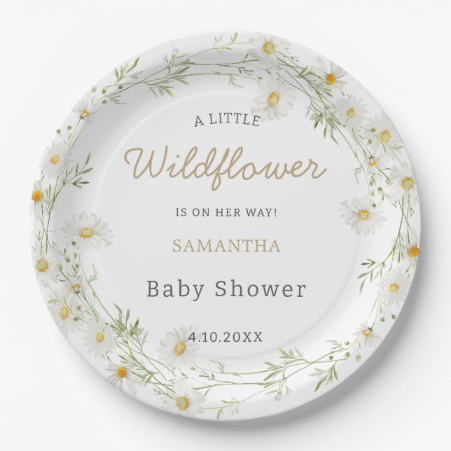 Boho Wildblume Floral Baby Duschpapier Teller (Vorderseite)