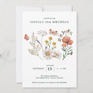 Boho Wildblume Floral Birthday Einladung