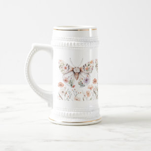 Boho Wildblume Floral Butterfly Bierglas