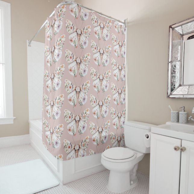 Boho Wildblume Floral Butterfly Duschvorhang (Beispiel)