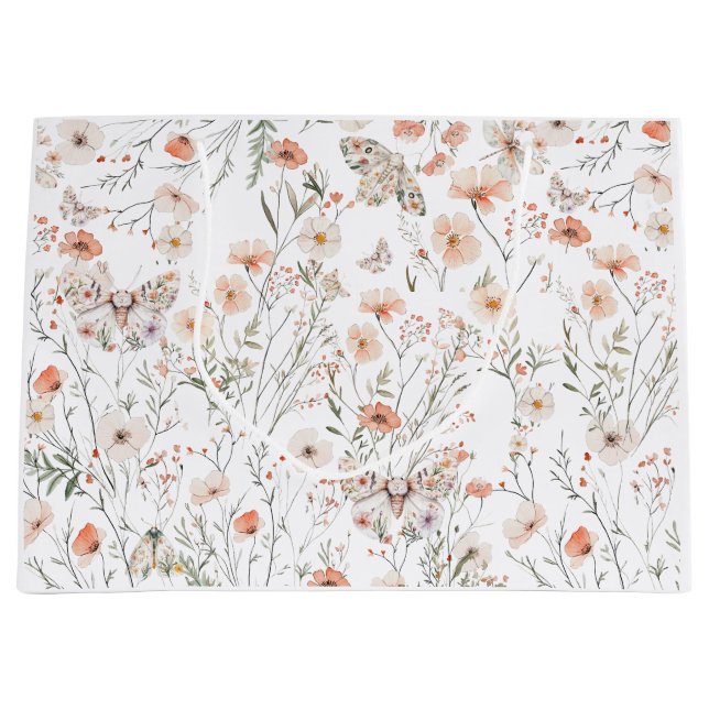 Boho Wildblume Floral Butterfly Große Geschenktüte (Vorderseite)