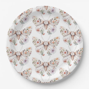 Boho Wildblume Floral Butterfly Pappteller