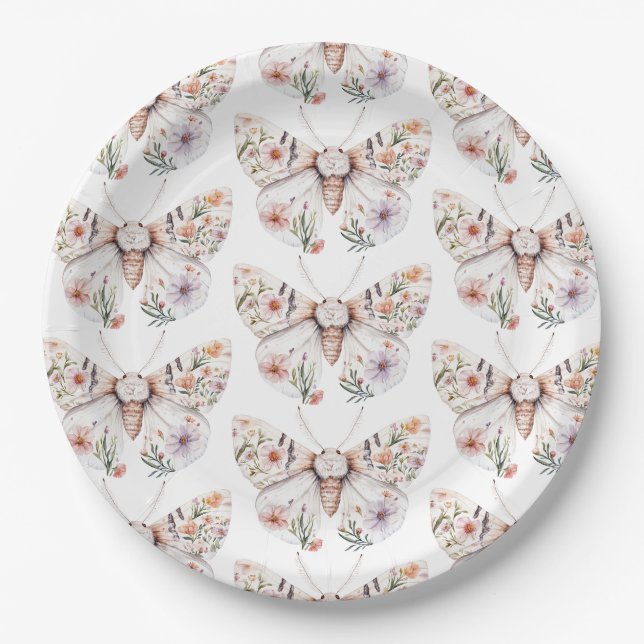 Boho Wildblume Floral Butterfly Pappteller (Vorderseite)