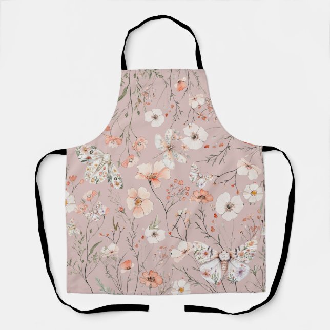 Boho Wildblume Floral Butterfly Schürze (Vorderseite)