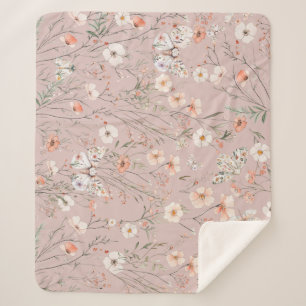 Boho Wildblume Floral Butterfly Sherpadecke