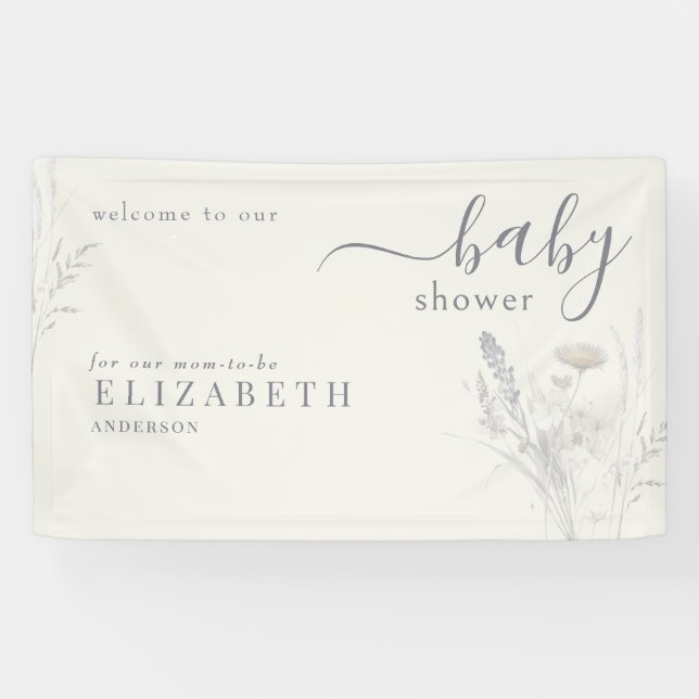 Boho Wildblume Floral Cream Baby Dusche Banner