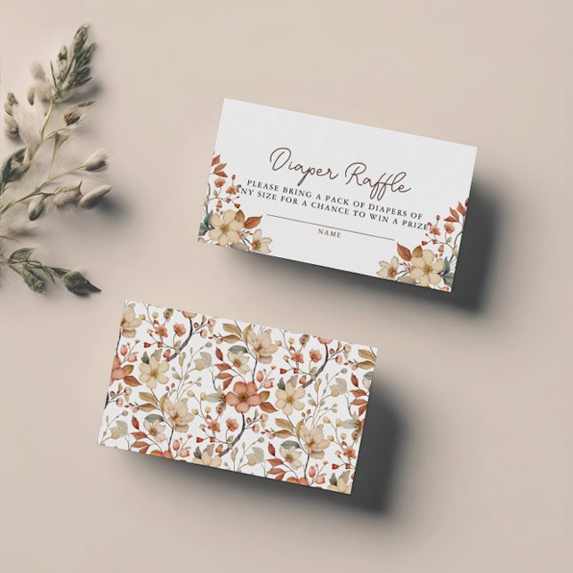 Boho Wildblume Floral Diaper Raffle Baby Dusche Begleitkarte (Von Creator hochgeladen)