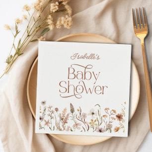 Boho Wildblume Floral Girl Babyduschpapier Serviette