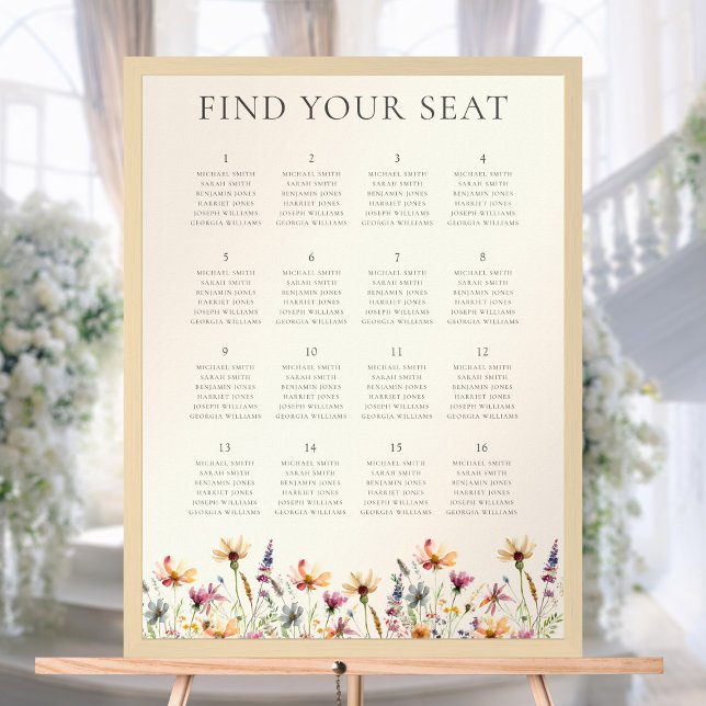 Boho Wildblume Floral Wedding Chart Poster (Von Creator hochgeladen)