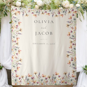 Boho Wildblume Floral Wedding Foto Hintergrund Wandteppich