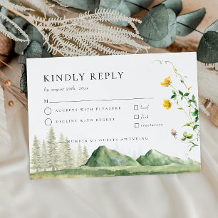 Boho Wildblume Forest Mountain Wedding RSVP Card Karte