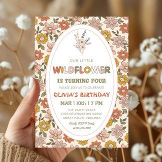 Boho-Wildblume für Mädchen-Geburtstag Einladung