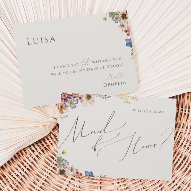 Boho Wildblume Garden | Beige Trauzeugin Card Einladung (Von Creator hochgeladen)