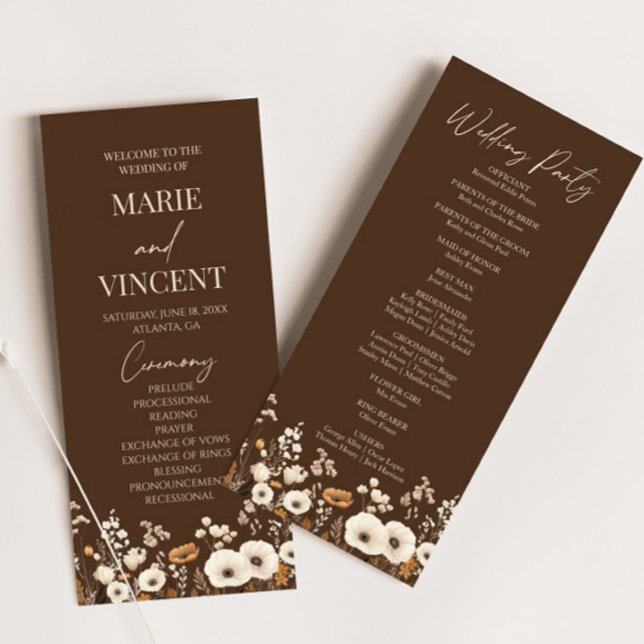 Boho Wildblume Garden Floral Wilde Blume Hochzeit Programm (Von Creator hochgeladen)