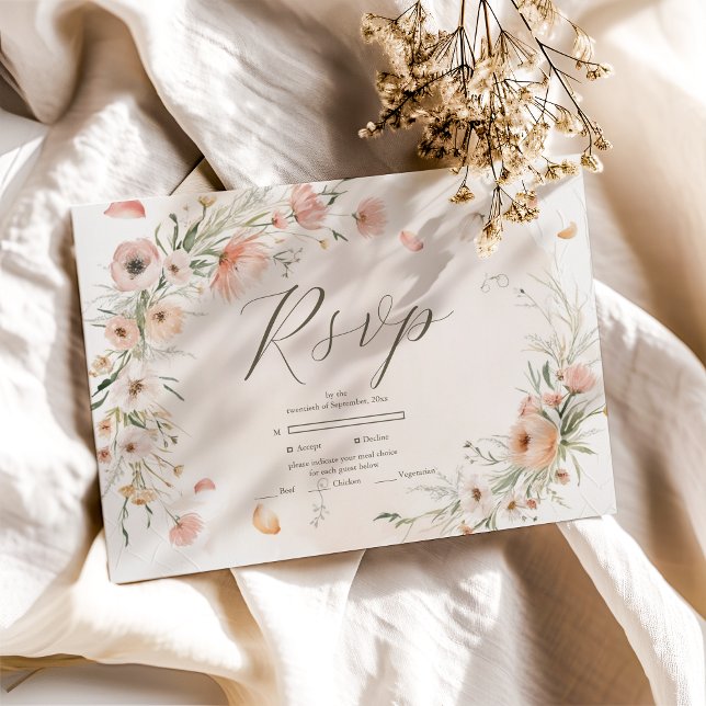 Boho Wildblume Garden Wedding RSVP Karte (Von Creator hochgeladen)