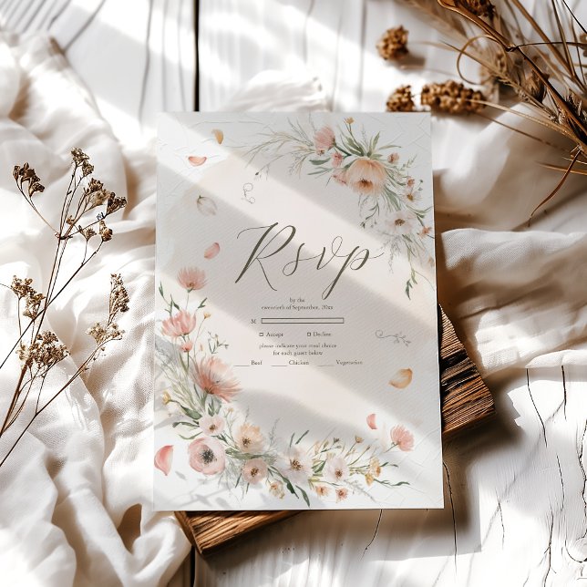 Boho Wildblume Garden Wedding RSVP Karte (Von Creator hochgeladen)