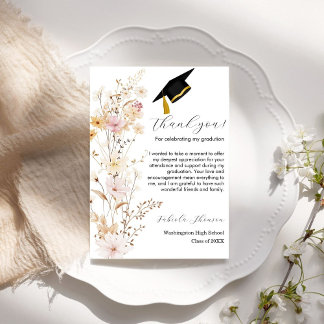 Boho Wildblume Grass Abschluss Danke Karte