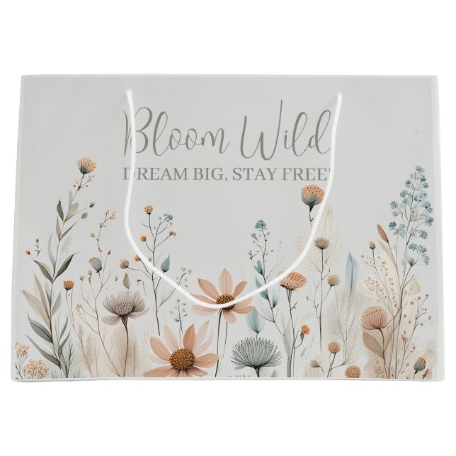 Boho Wildblume Große Geschenktüte (Vorderseite)