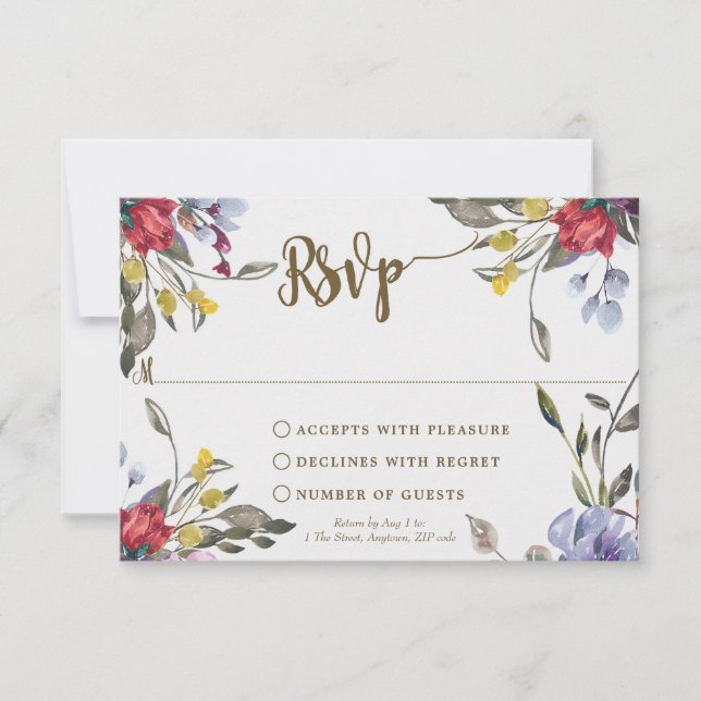 Boho Wildblume Hochzeit Brautparty rsvp Karte (Vorderseite)