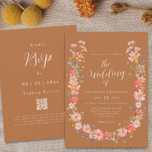 Boho Wildblume Hochzeit im Herbst Einladung