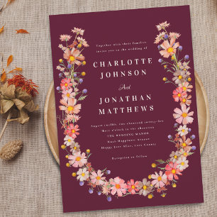 Boho Wildblume Hochzeit im Herbst Einladung