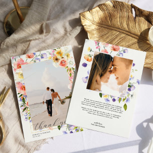Boho Wildblume Hochzeitsstift Foto Dankeskarte