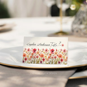 Boho Wildblume Hochzeitstorte Platzkarten
