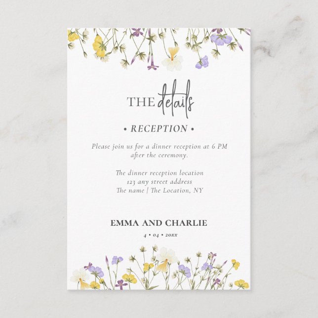 Boho Wildblume Hochzeitsunterkunft QR Code Begleitkarte (Vorderseite)
