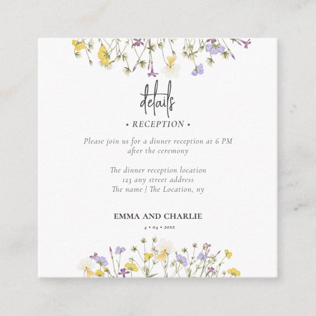 Boho Wildblume Hochzeitsunterkunft QR Code Begleitkarte (Vorderseite)