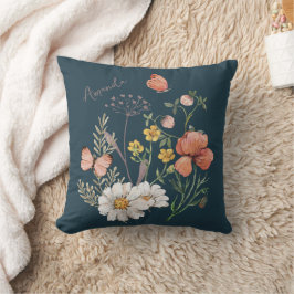 Boho Wildblume Individuelle Name Throw Kissen