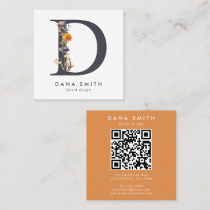 Boho Wildblume Initial D QR Code Quadratische Visitenkarte
