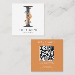 Boho Wildblume Initial I QR Code Quadratische Visitenkarte