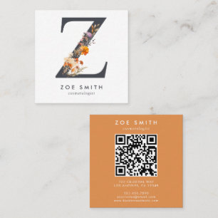 Boho Wildblume Initial Z QR Code Quadratische Visitenkarte