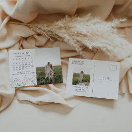 Boho Wildblume Kalender Save the Date Foto Postkarte