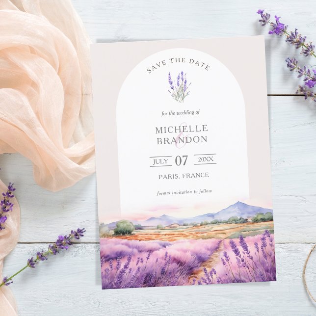 Boho Wildblume Lavender Lila Violet Summer Einladung (watercolor lavender fields provence france)