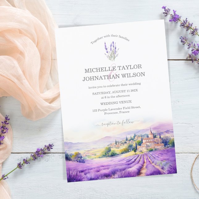 Boho Wildblume Lavender Lila Violette Einladung (lavender fields watercolor provence)