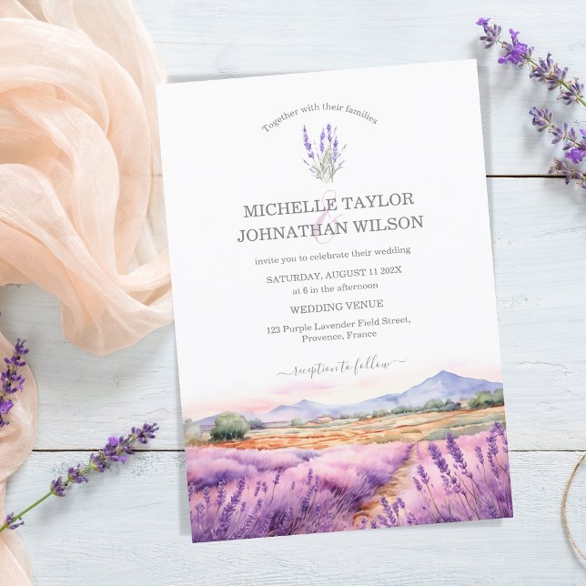 Boho Wildblume Lavender Lila Violette Einladung (Wildflower Lavender Purple Violet Flora)