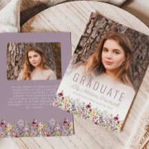 Boho Wildblume Mauve Foto Grad Ankündigung